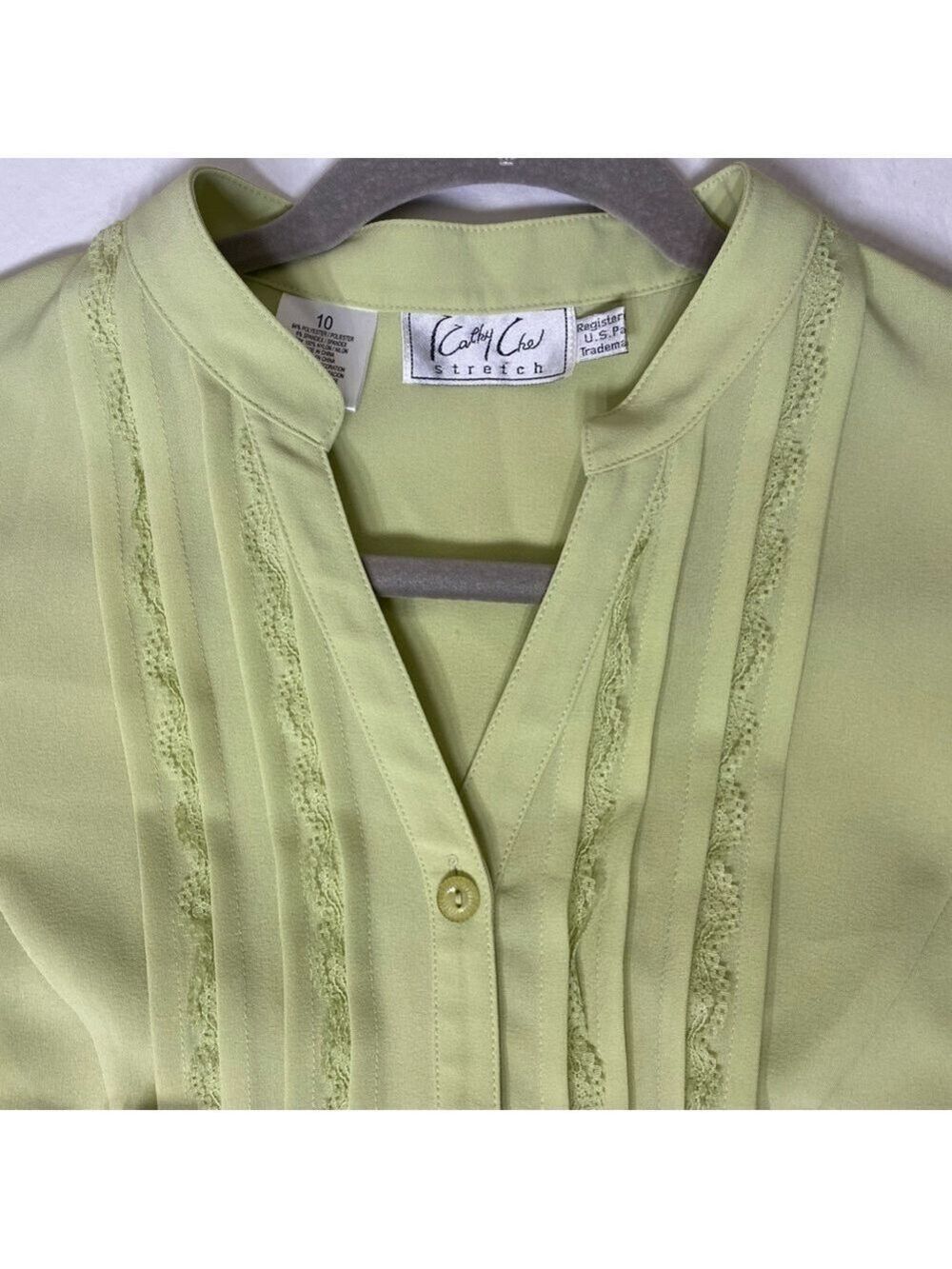 Kathy Che Pale Green Short Sleeve Blouse 10